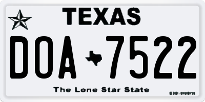 TX license plate DOA7522