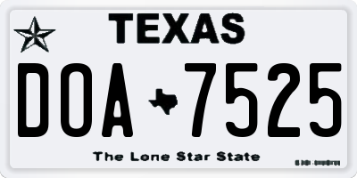 TX license plate DOA7525
