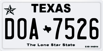 TX license plate DOA7526