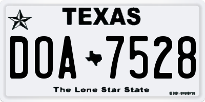 TX license plate DOA7528