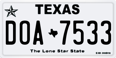 TX license plate DOA7533