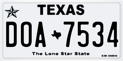 TX license plate DOA7534
