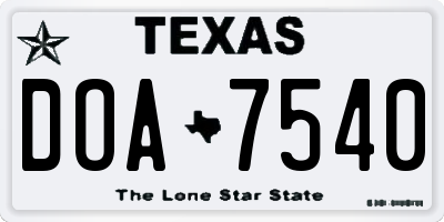 TX license plate DOA7540