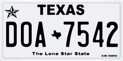 TX license plate DOA7542