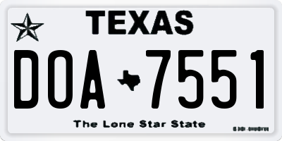TX license plate DOA7551