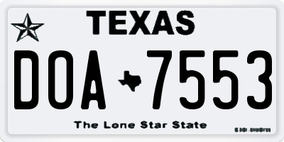 TX license plate DOA7553