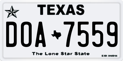 TX license plate DOA7559