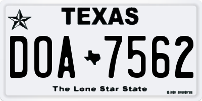 TX license plate DOA7562