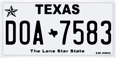 TX license plate DOA7583