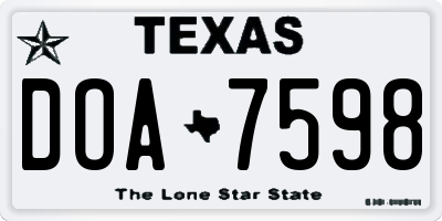 TX license plate DOA7598