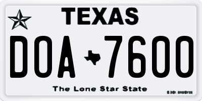 TX license plate DOA7600