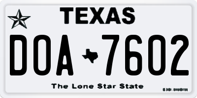 TX license plate DOA7602