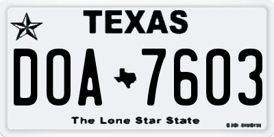 TX license plate DOA7603