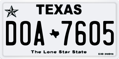 TX license plate DOA7605