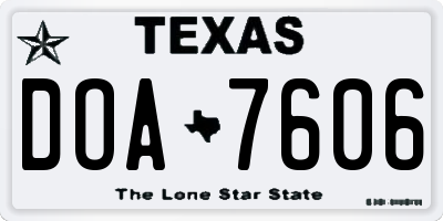 TX license plate DOA7606