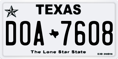TX license plate DOA7608