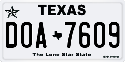 TX license plate DOA7609