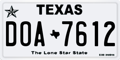 TX license plate DOA7612