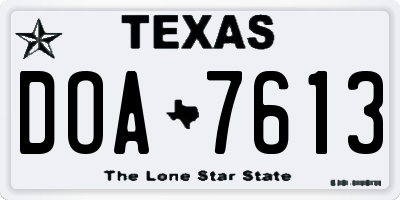 TX license plate DOA7613