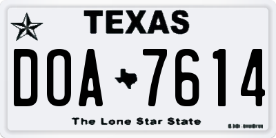 TX license plate DOA7614