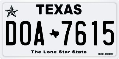 TX license plate DOA7615