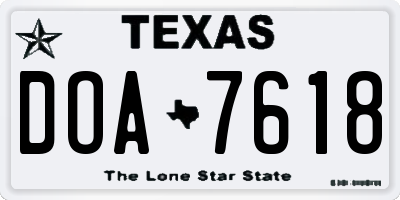 TX license plate DOA7618
