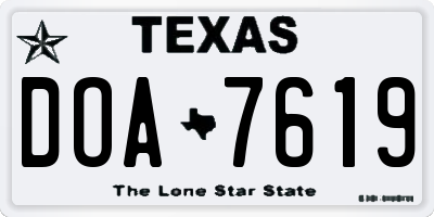 TX license plate DOA7619