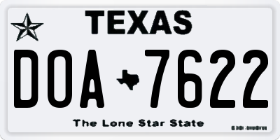 TX license plate DOA7622