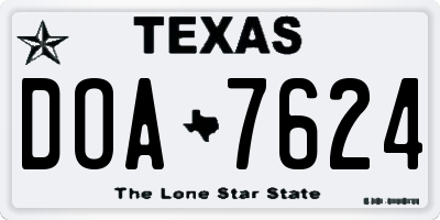 TX license plate DOA7624
