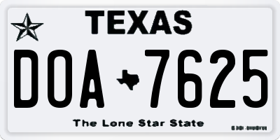 TX license plate DOA7625