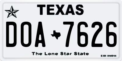 TX license plate DOA7626