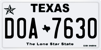 TX license plate DOA7630