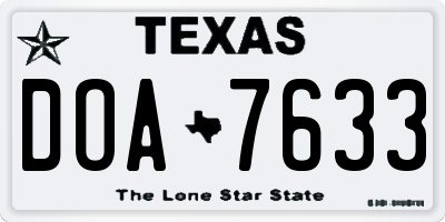 TX license plate DOA7633