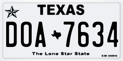 TX license plate DOA7634