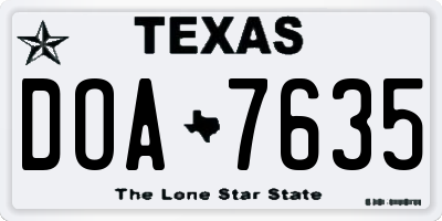 TX license plate DOA7635