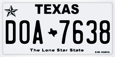 TX license plate DOA7638