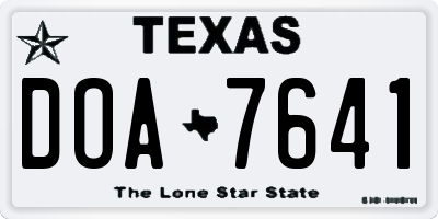 TX license plate DOA7641