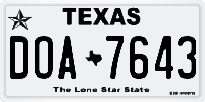 TX license plate DOA7643