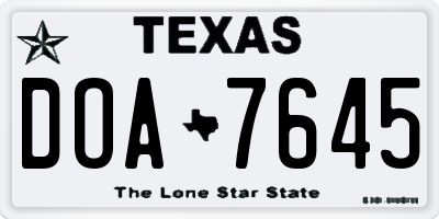TX license plate DOA7645