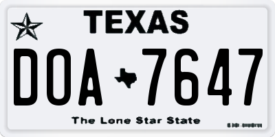 TX license plate DOA7647