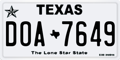 TX license plate DOA7649