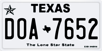 TX license plate DOA7652