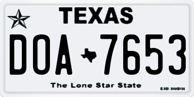 TX license plate DOA7653