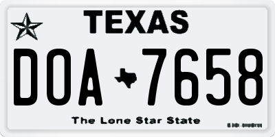 TX license plate DOA7658