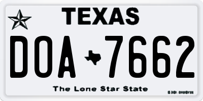 TX license plate DOA7662