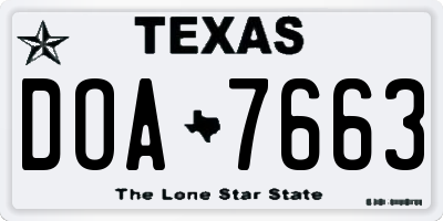 TX license plate DOA7663