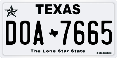 TX license plate DOA7665