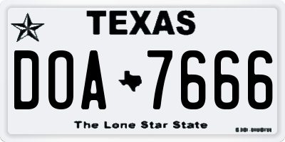 TX license plate DOA7666