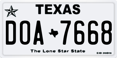 TX license plate DOA7668