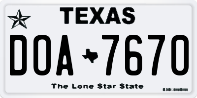 TX license plate DOA7670